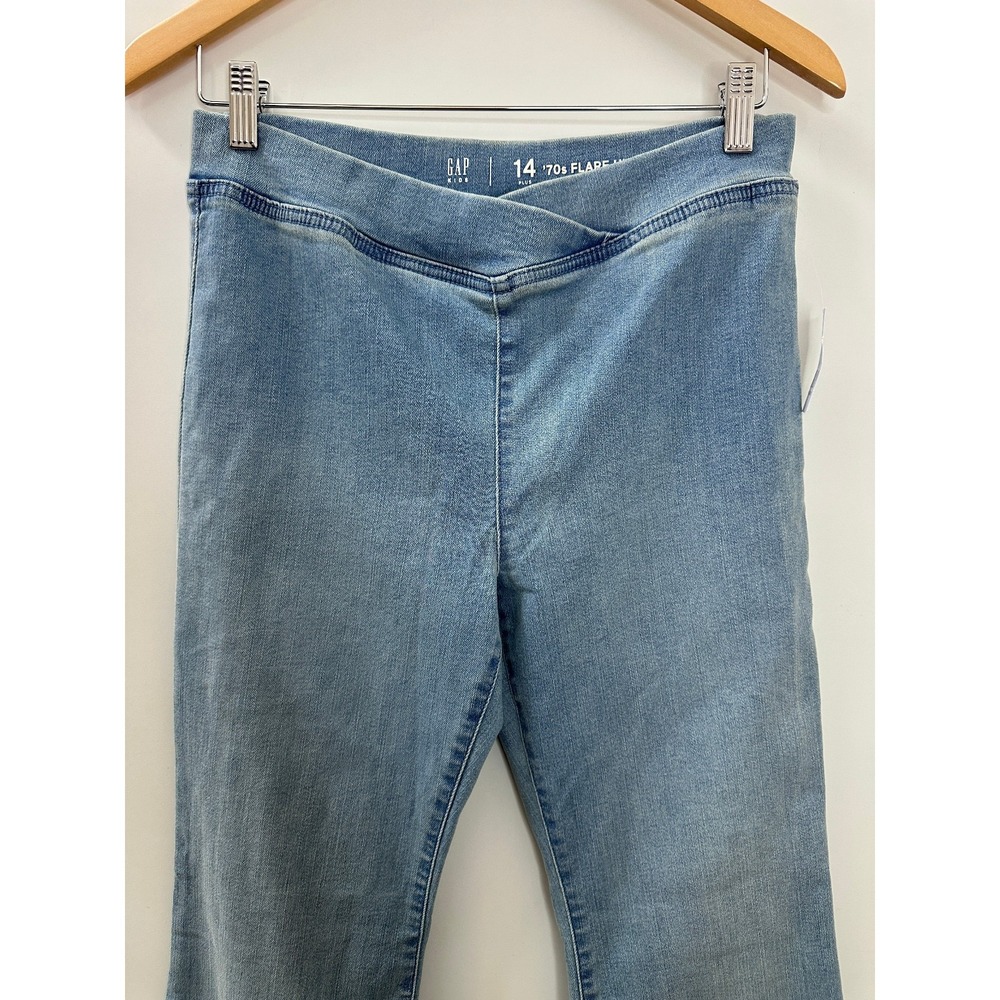 NWT GAP Kids High Rise Flare Jeggings Blue Denim Jean 14 Plus Light Wash Stretch - Picture 3 of 11
